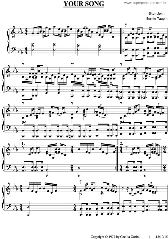 Partitura da música Your Song v.4