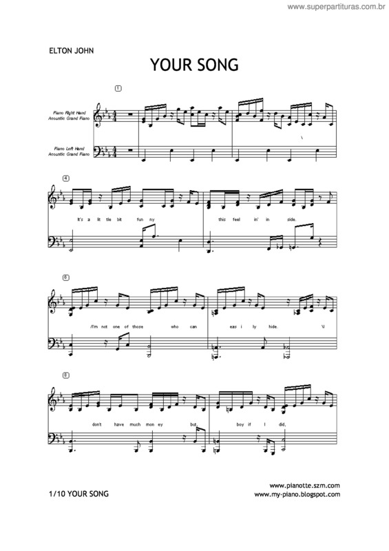 Partitura da música Your Song v.6