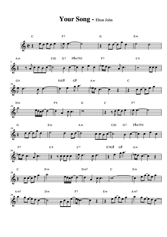 Partitura da música Your Song v.8