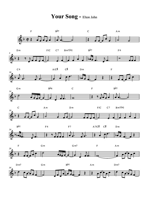 Partitura da música Your Song v.9