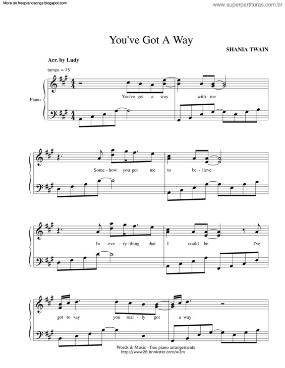 Partitura da música Youve Got A Way