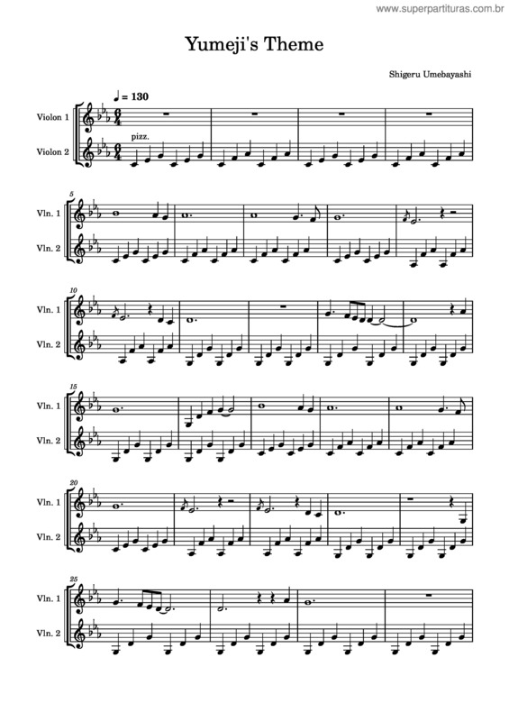 Partitura da música Yumejis Theme – In The Mood For Love – Shigeru Umebayashi