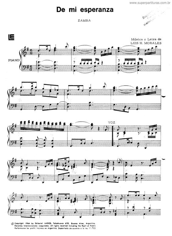 Partitura da música Zamba De La Añoranza v.3