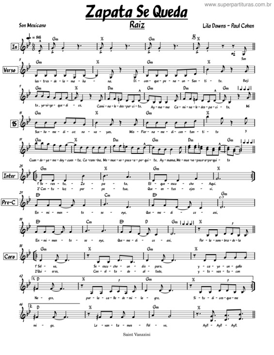 Partitura da música Zapata Se Queda / Lila Downs