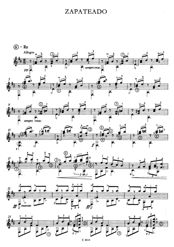 Partitura da música Zapateado