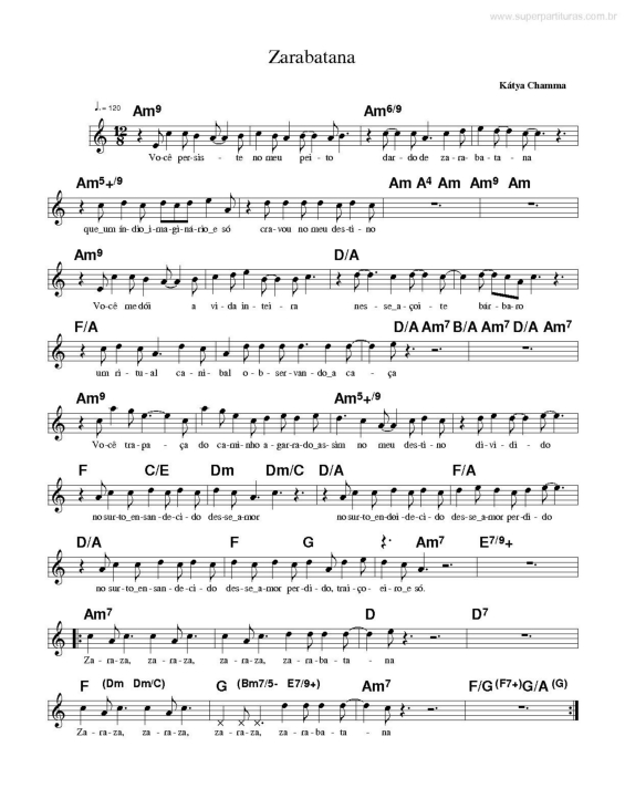 Partitura da música Zarabatana