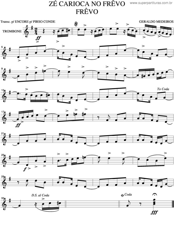 Partitura da música Zé Carioca No Frevo