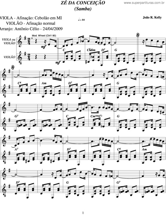 Partitura da música Zé Da Conceição