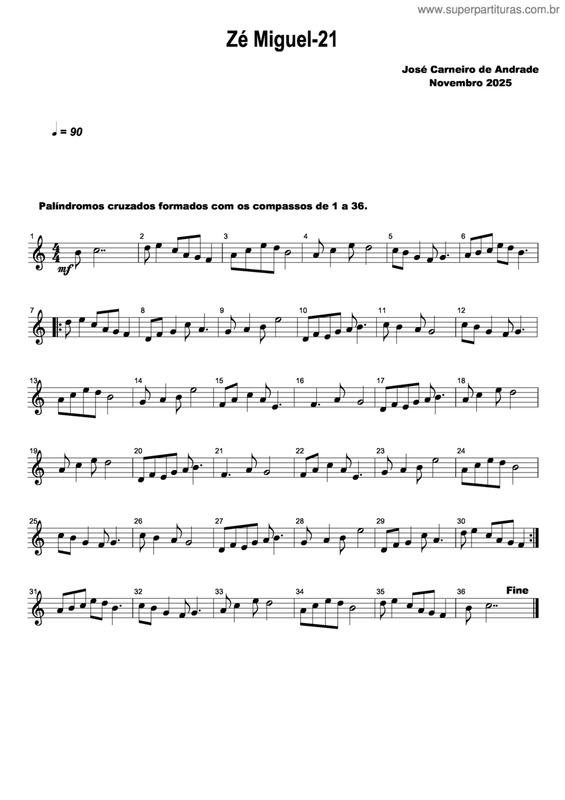 Partitura da música Zé Miguel-21