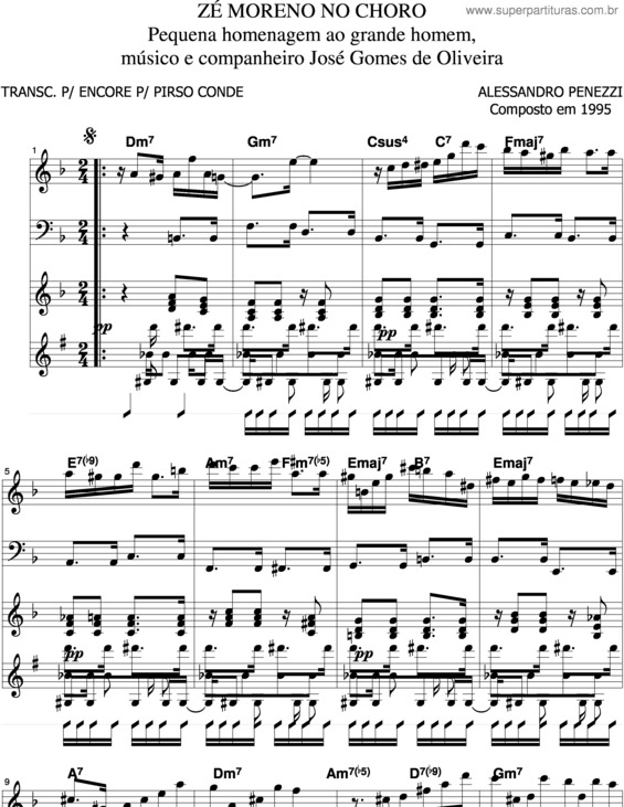 Partitura da música Zé Moreno No Choro v.2