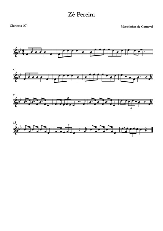 Partitura da música Zé Pereira