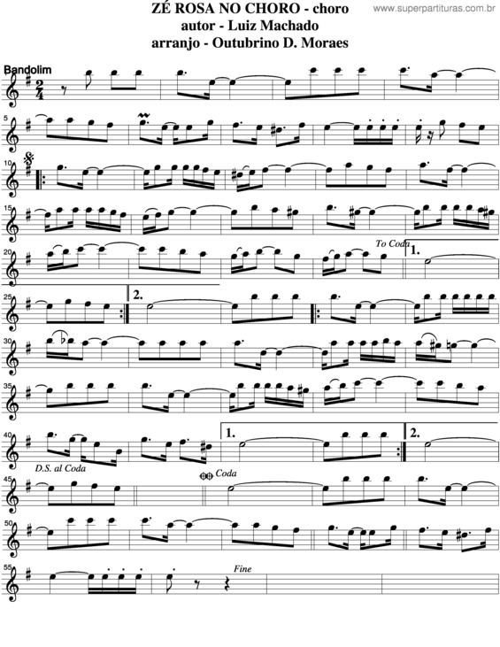 Partitura da música Zé Rosa No Choro v.3