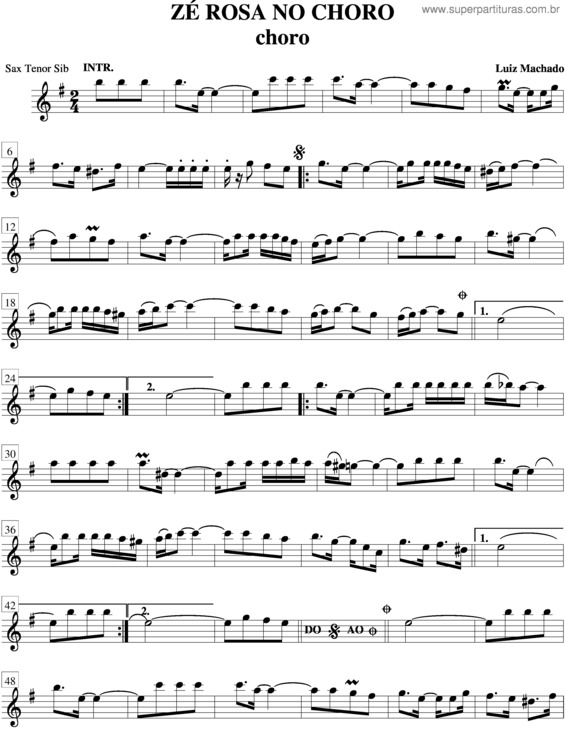 Partitura da música Zé Rosa No Choro