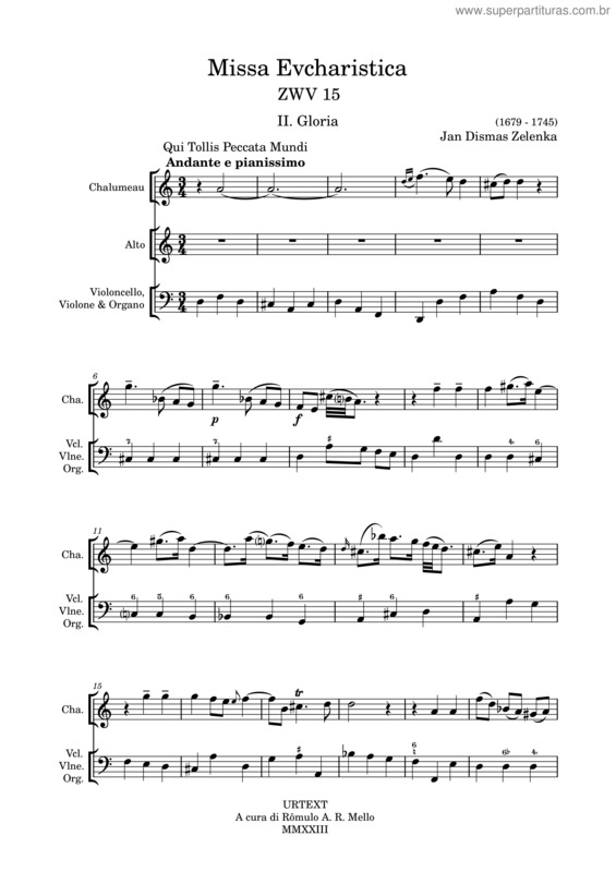 Partitura da música Zelenka – Eucharistic Mass, Zwv 15, Ii. Gloria – Qui Tollis