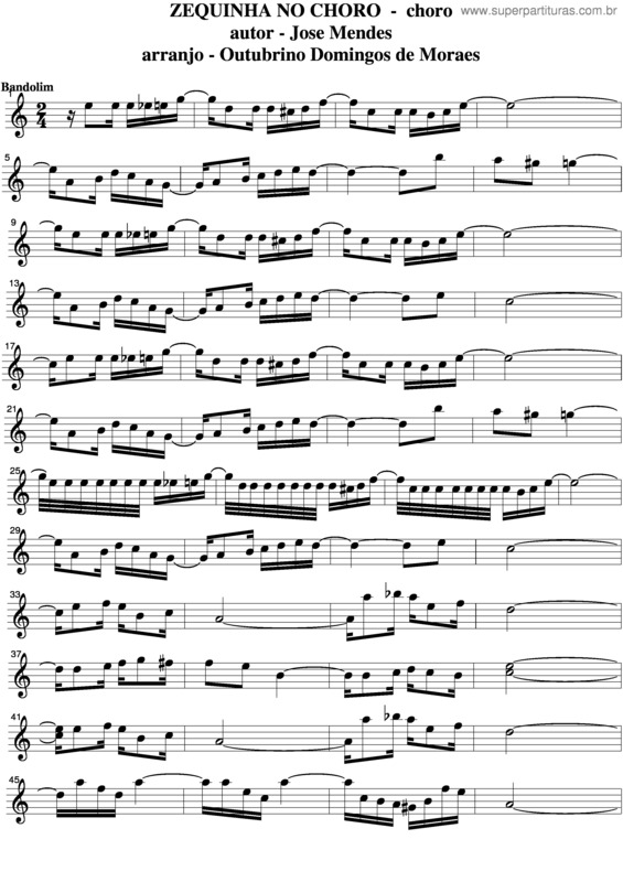 Partitura da música Zequinha No Choro