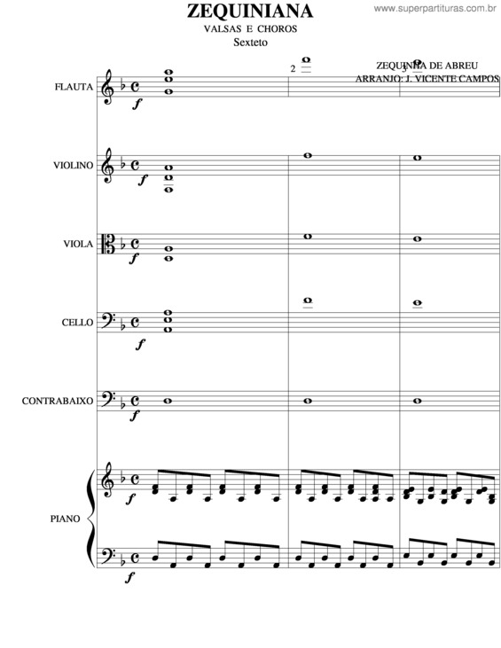 Partitura da música Zequiniana