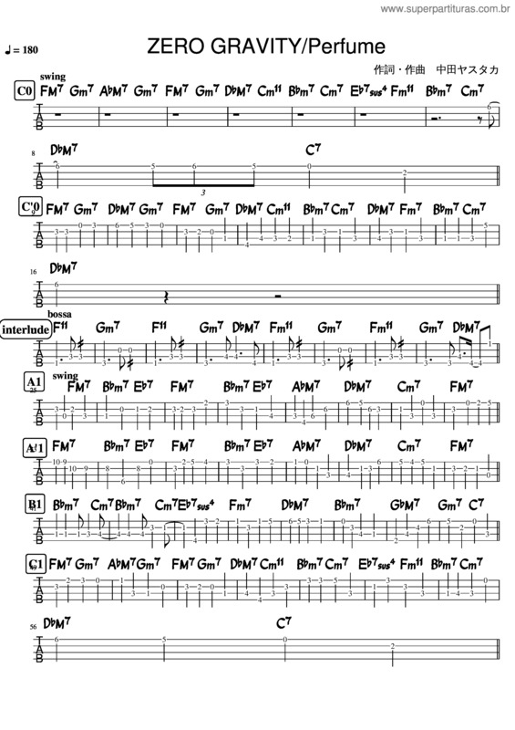 Partitura da música Zero Gravity/Perfume