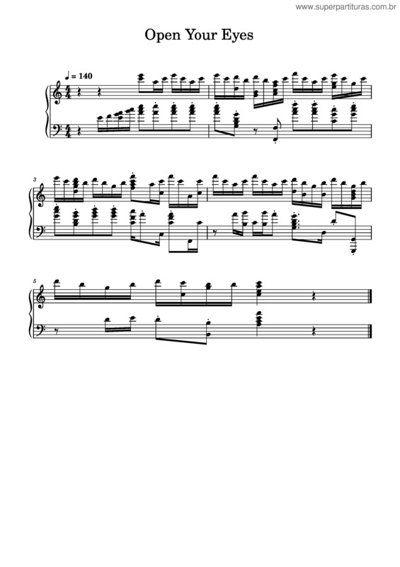Partitura da música Zero Wing– Open Your Eyes