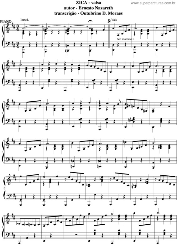 Partitura da música Zica