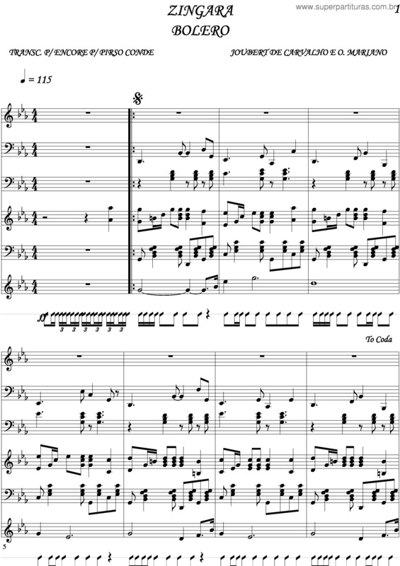 Partitura da música Zingara v.3