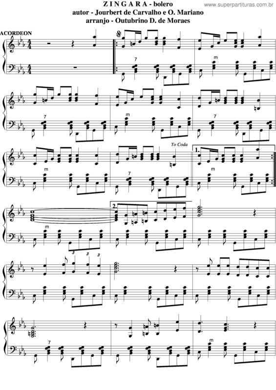 Partitura da música Zingara v.4
