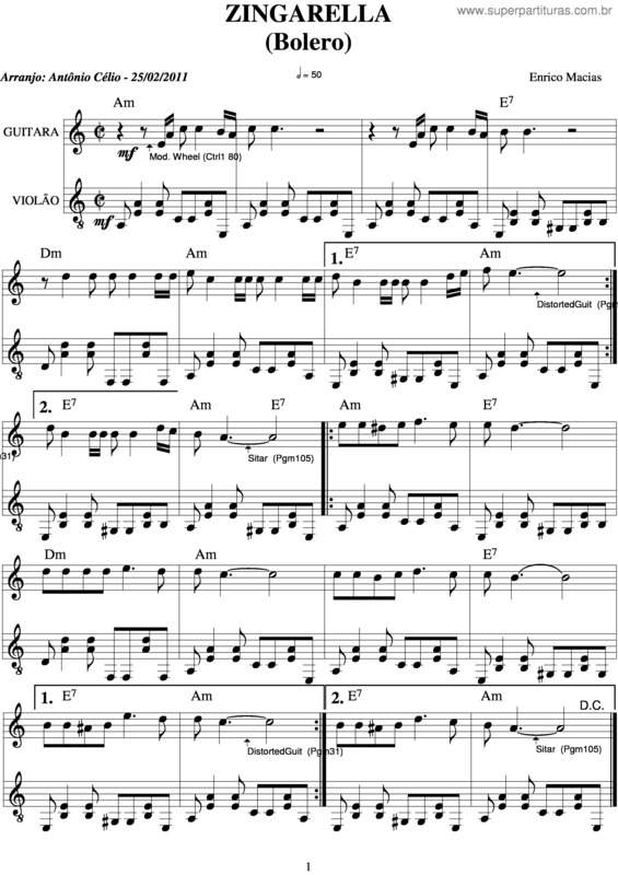 Partitura da música Zingarella v.2