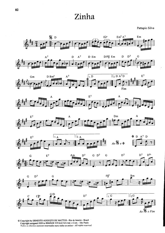 Partitura da música Zinha v.4