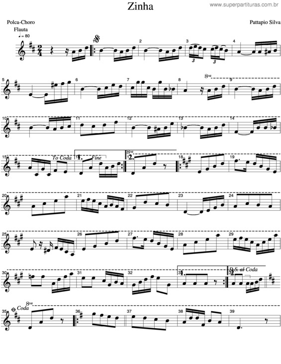 Partitura da música Zinha