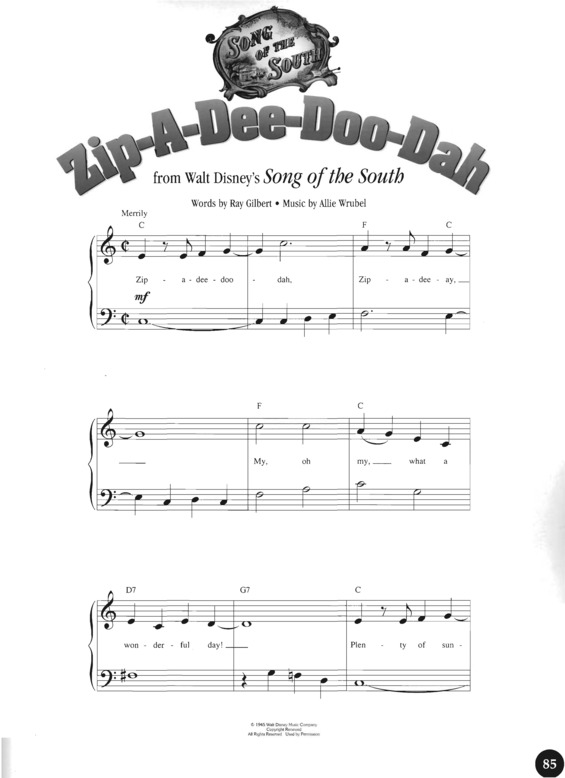 Partitura da música Zip A Dee Doo Dah v.2