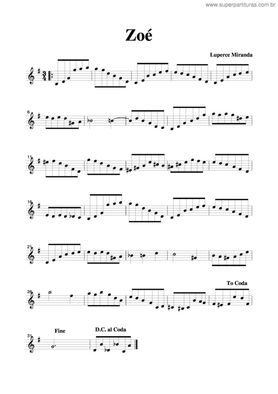 Partitura da música Zoé v.2