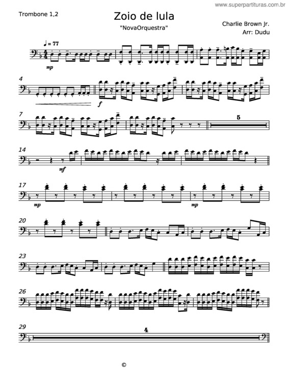 Partitura da música Zoio De Lula – Charlie Brown Jr.