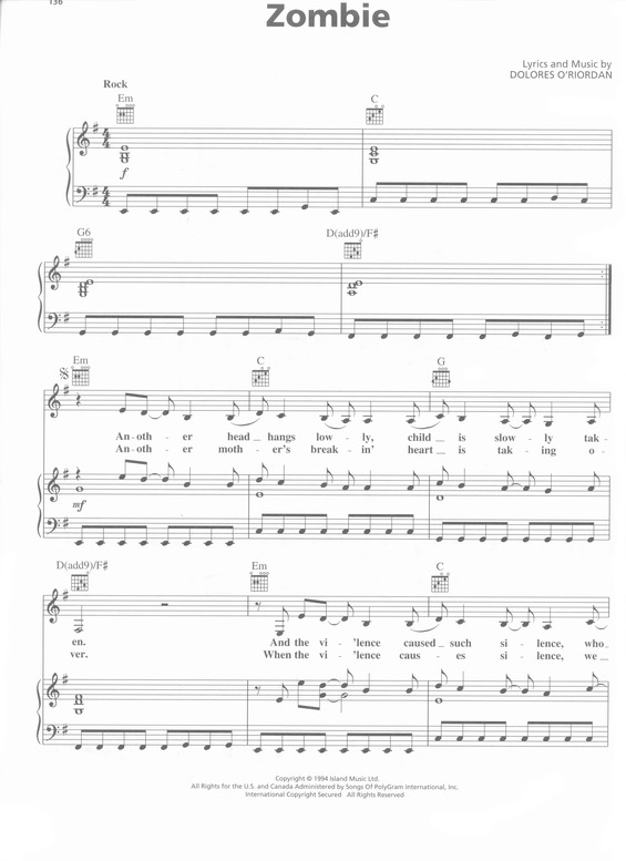 Partitura da música Zombie v.3