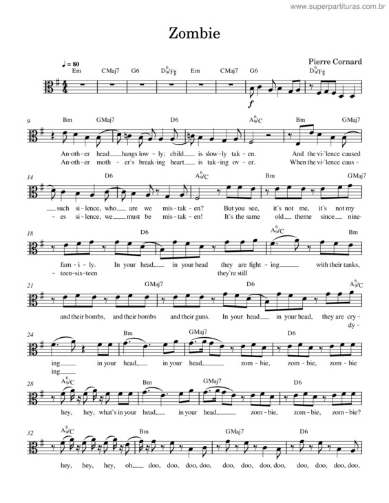 Partitura da música Zombie Viola