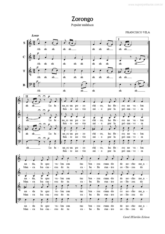 Partitura da música Zorongo