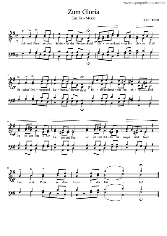 Partitura da música Zum Gloria