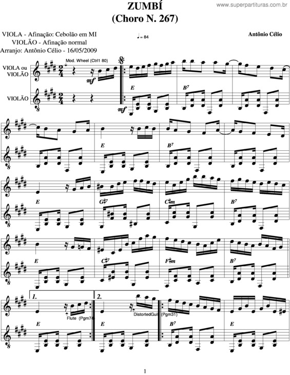 Partitura da música Zumbí