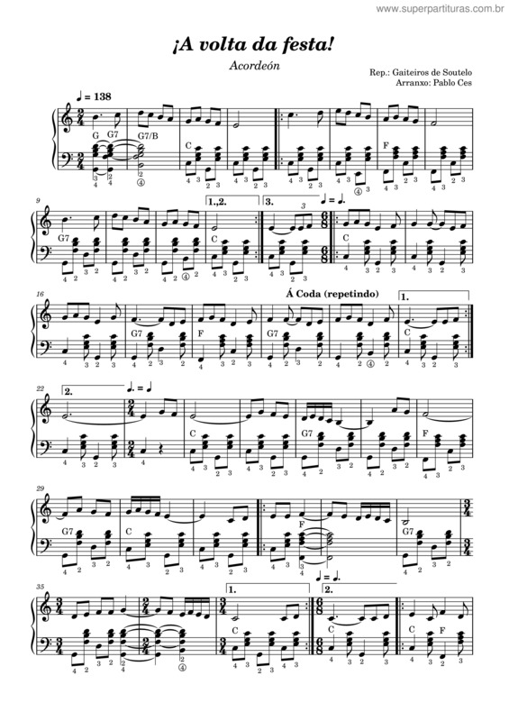 Partitura da música ¡A Volta Da Festa!