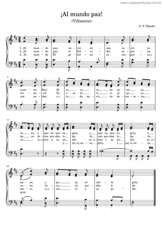Partitura da música ¡Al Mundo Paz!