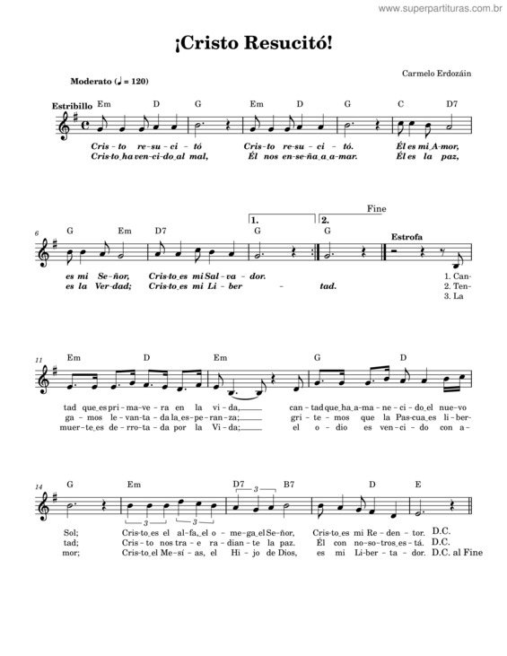 Partitura da música ¡Cristo Resucitó!