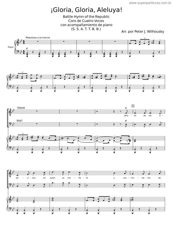 Partitura da música ¡Gloria, Gloria, Aleluya!