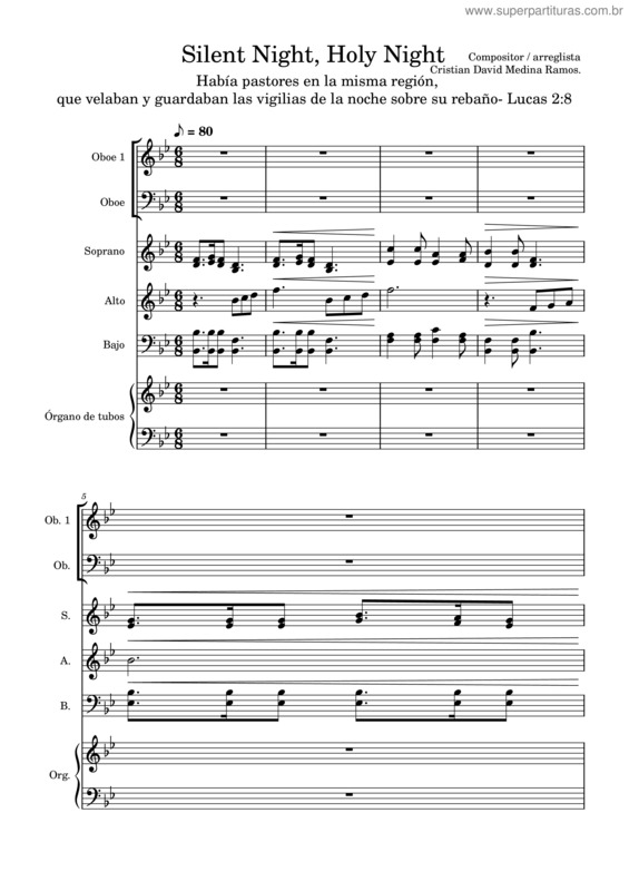Partitura da música ¡Noche De Paz! ¡Noche De Amor! 216. 1.3 Silent Night, Holy Night.
