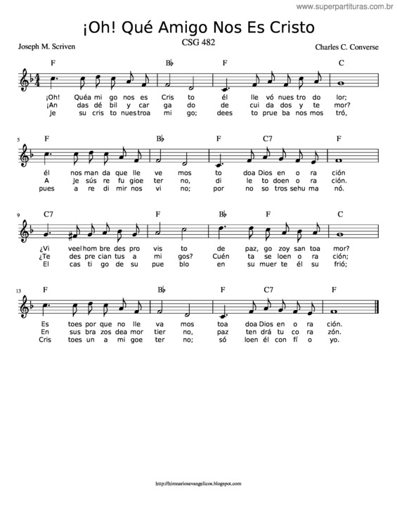 Partitura da música ¡Oh! Qué Amigo Nos Es Cristo