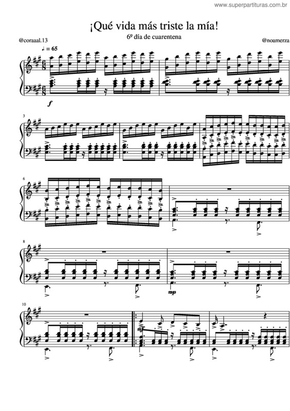 Partitura da música ¡Qué Vida Más Triste La Mía!