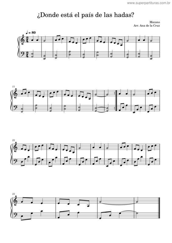 Partitura da música ¿Donde Está El País De Las Hadas?