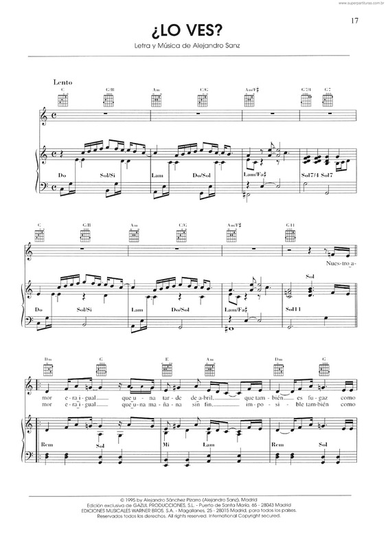 Partitura da música ¿Lo Ves?