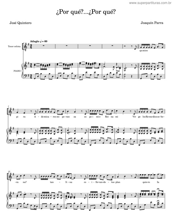 Partitura da música ¿Por Qué?