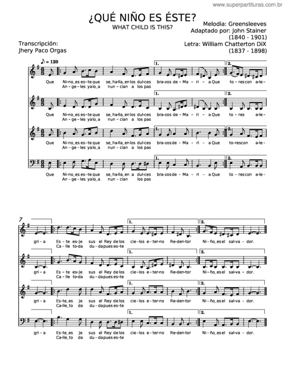 Partitura da música ¿Qué Niño Es Éste? – Villancicos