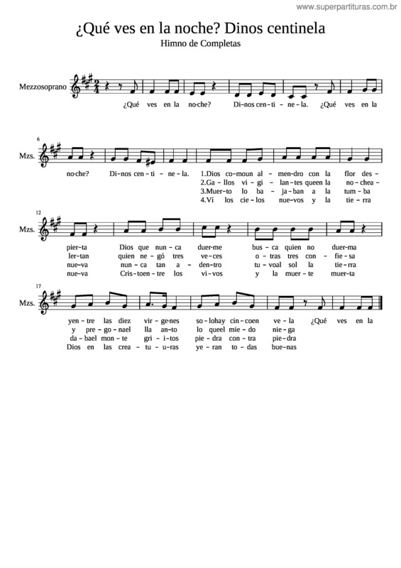Partitura da música ¿Qué Ves En La Noche? Dinos Centinela